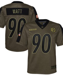 T.j. Watt Pittsburgh Steelers 2021 Salute To Service Game Jersey - Olive Nfl