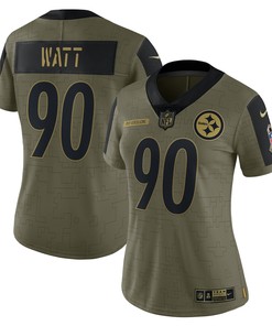 T.j. Watt Pittsburgh Steelers Womens 2021 Salute To Service Limited Player Jersey - Olive Nfl