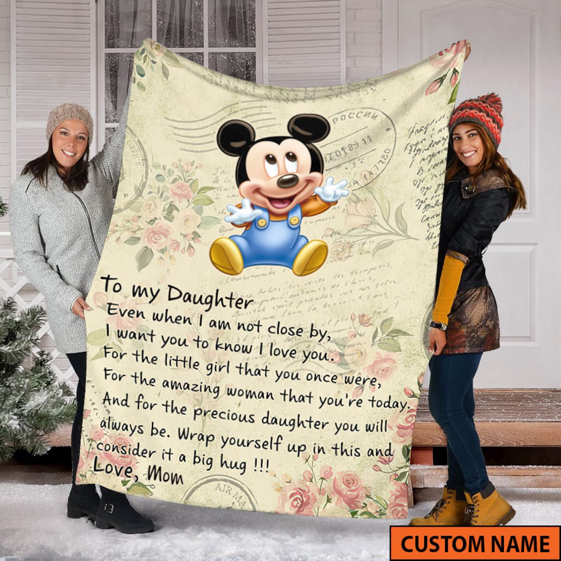 To My Daughter Fleece Blanket, Mickey Mouse Mink Sherpa, Gift Ideas Mother's Day, Gift For Mama Blanket, Blanket for Mom from Son, Birthday