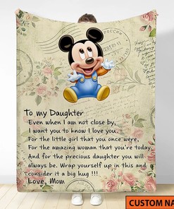 To My Daughter Fleece Blanket, Mickey Mouse Mink Sherpa, Gift Ideas Mother's Day, Gift For Mama Blanket, Blanket for Mom from Son, Birthday