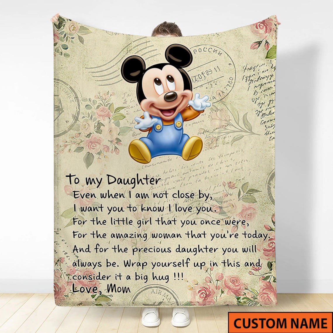 To My Daughter Fleece Blanket, Mickey Mouse Mink Sherpa, Gift Ideas Mother's Day, Gift For Mama Blanket, Blanket for Mom from Son, Birthday
