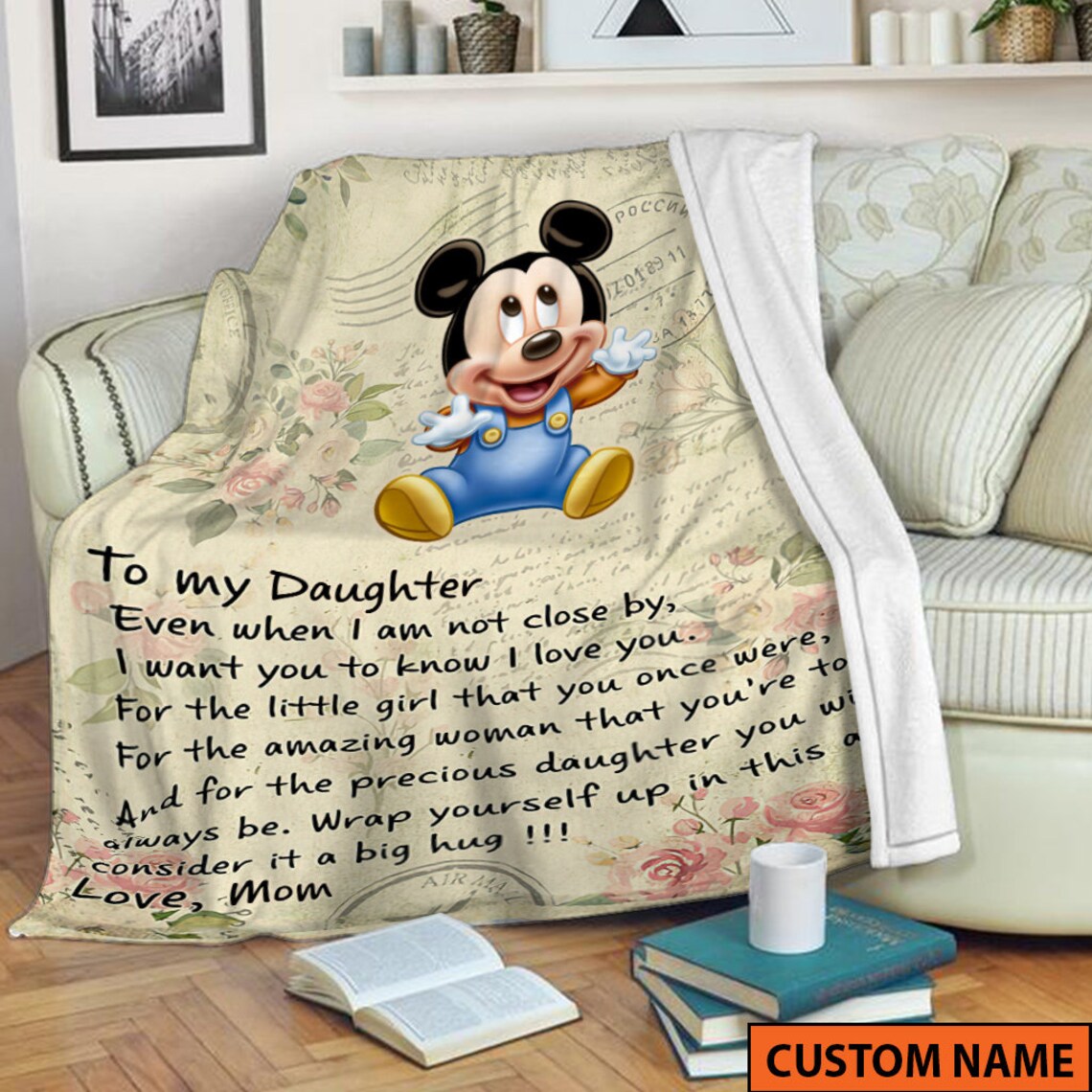 To My Daughter Fleece Blanket, Mickey Mouse Mink Sherpa, Gift Ideas Mother's Day, Gift For Mama Blanket, Blanket for Mom from Son, Birthday