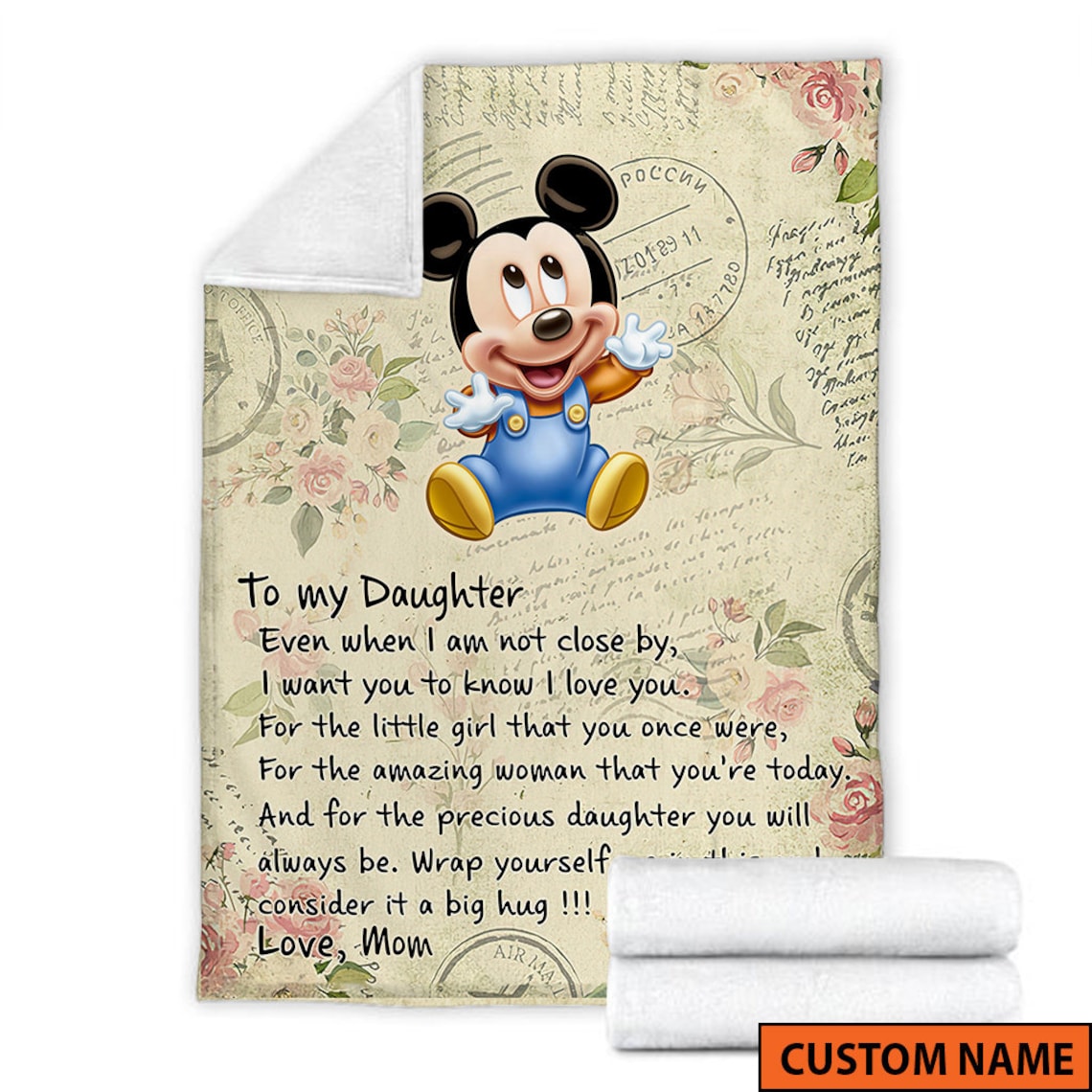 To My Daughter Fleece Blanket, Mickey Mouse Mink Sherpa, Gift Ideas Mother's Day, Gift For Mama Blanket, Blanket for Mom from Son, Birthday