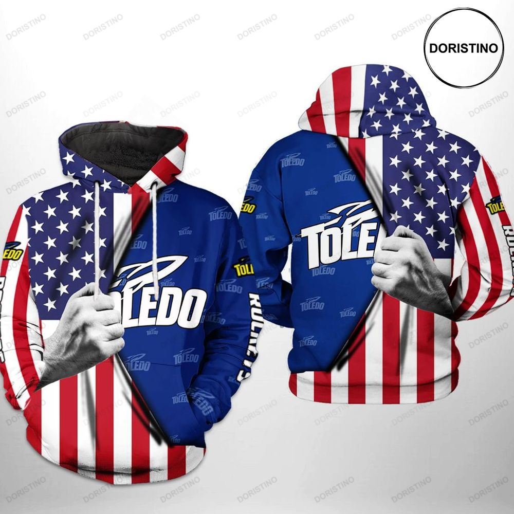 Toledo Rockets NCAA US Flag 3D Hoodie