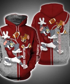 Tom And Jerry Play Football for Oklahoma Sooners 3D Hoodie College Gifts