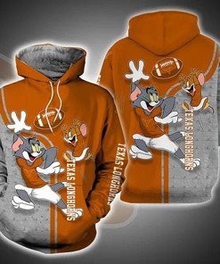 Tom And Jerry Play Football for Texas Longhorns 3D Hoodie Texas Longhorns NCAA Gifts
