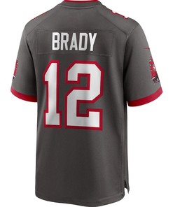Tom Brady 12 Tampa Bay Buccaneers Alternate Game Jersey - Pewter