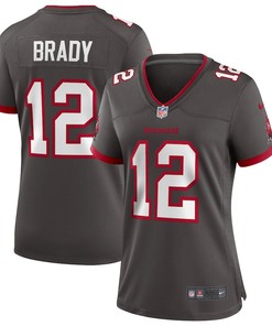 Tom Brady 12 Tampa Bay Buccaneers Women's Alternate Game Jersey - Pewter
