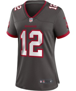 Tom Brady 12 Tampa Bay Buccaneers Women's Alternate Game Jersey - Pewter