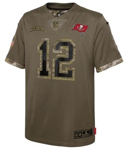 Tom Brady 12 Tampa Bay Buccaneers Youth 2022 Salute To Service Player Limited Jersey - Olive