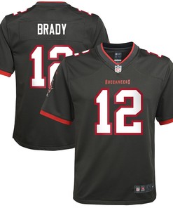 Tom Brady 12 Tampa Bay Buccaneers Youth Alternate Game Jersey - Pewter