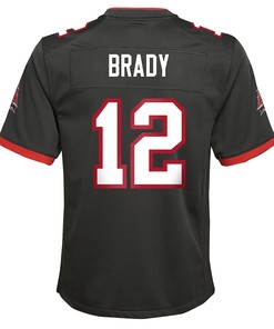 Tom Brady 12 Tampa Bay Buccaneers Youth Alternate Game Jersey - Pewter