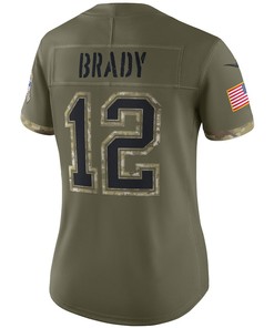 Tom Brady Tampa Bay Buccaneers Women's 2022 Salute To Service Limited Jersey - Olive