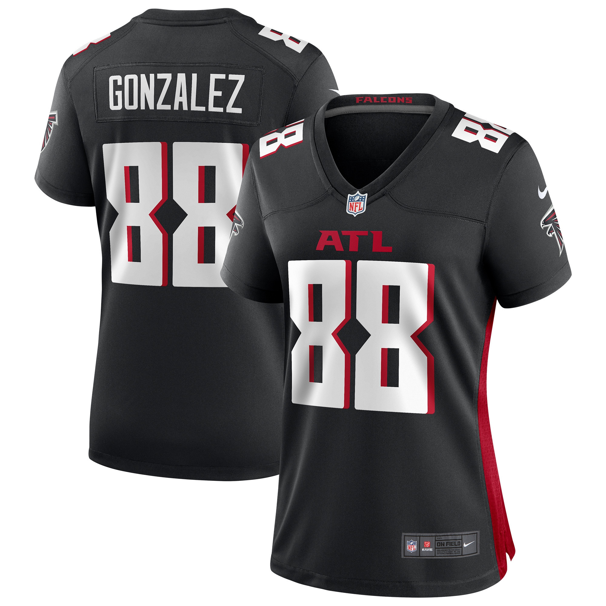 Tony Gonzalez Atlanta Falcons Womens Game Retired Player Jersey - Black Nfl