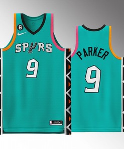 Tony Parker 9 2022-23 San Antonio Spurs City Edition Jersey Teal