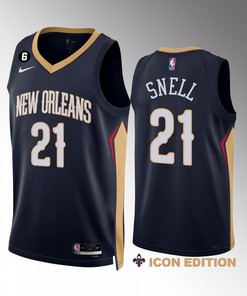 Tony Snell 21 New Orleans Pelicans Navy Jersey 2022-23 Icon Edition NO.6 Patch