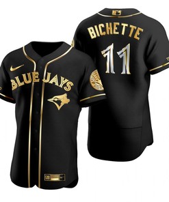 Toronto Blue Jays #11 Bo Bichette Mlb Golden Brandedition Black Jersey Gift For Blue Jays Fans
