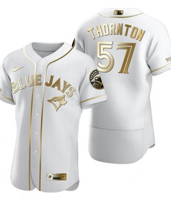 Toronto Blue Jays #57 Trent Thornton Mlb Golden Brandedition White Jersey Gift For Blue Jays Fans