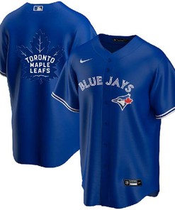 Toronto Blue Jays Leafs Royal With Royal Leafs Log Cool Base Stitched Jersey