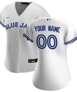 Toronto Blue Jays Womens Home Replica Custom Jersey - White Custom Jerseys Mlb