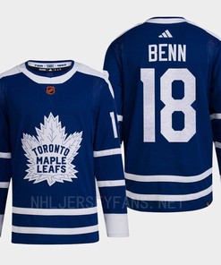Toronto Maple Leafs 2022 Reverse Retro 2.0 Jordie Benn 18 Blue Primegreen Jersey Men's