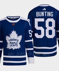 Toronto Maple Leafs 2022 Reverse Retro 2.0 Michael Bunting 58 Blue Primegreen Jersey Men's