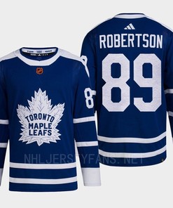 Toronto Maple Leafs 2022 Reverse Retro 2.0 Nick Robertson 89 Blue Primegreen Jersey Men's