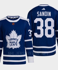 Toronto Maple Leafs 2022 Reverse Retro 2.0 Rasmus Sandin 38 Blue Primegreen Jersey Men's