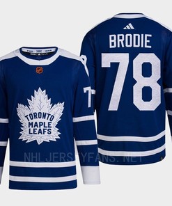 Toronto Maple Leafs 2022 Reverse Retro 2.0 T.J. Brodie 78 Blue Primegreen Jersey Men's