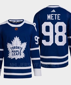 Toronto Maple Leafs 2022 Reverse Retro 2.0 Victor Mete 98 Blue Primegreen Jersey Men's