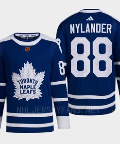 Toronto Maple Leafs 2022 Reverse Retro 2.0 William Nylander 88 Blue Primegreen Jersey Men's