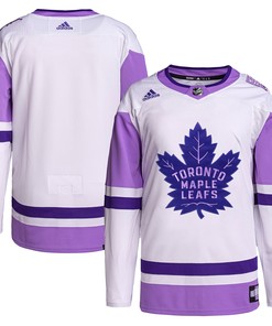 Toronto Maple Leafs Adidas Hockey Fights Cancer Primegreen Authentic Blank Practice Jersey - White/purple Nhl