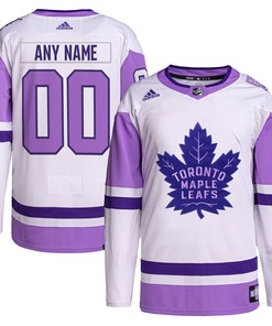 Toronto Maple Leafs Adidas Hockey Fights Cancer Primegreen Authentic Custom Jersey - White/purple Custom Jerseys Nhl