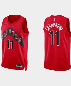 Toronto Raptors 11 Justin Champagnie 2022-23 Icon Edition Red Men Jersey