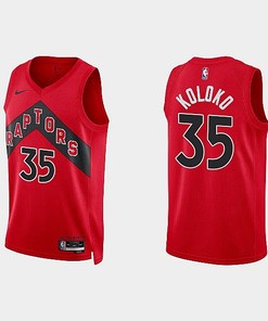 Toronto Raptors 35 Christian Koloko 2022-23 Icon Edition Red Men Jersey