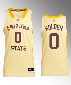 Tra Holder 0 Arizona State Sun Devils Gold Jersey Honoring Black Excellence Basketball