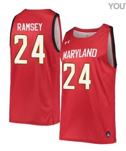 Trace Ramsey 24 Maryland Terrapins Retro Basketball Youth Jersey - Red
