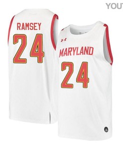 Trace Ramsey 24 Maryland Terrapins Retro Basketball Youth Jersey - White