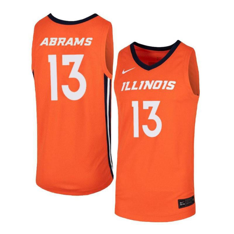 Tracy Abrams 13 Illinois Fighting Illini Elite Basketball Men Jersey - Orange