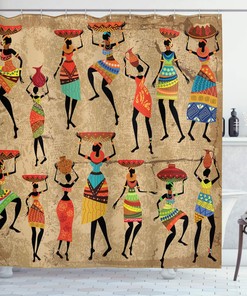 Traditional African Women Shower Curtain - Ethnic Bathroom Decor