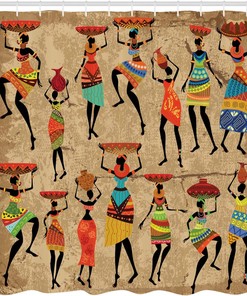 Traditional African Women Shower Curtain - Ethnic Bathroom Decor