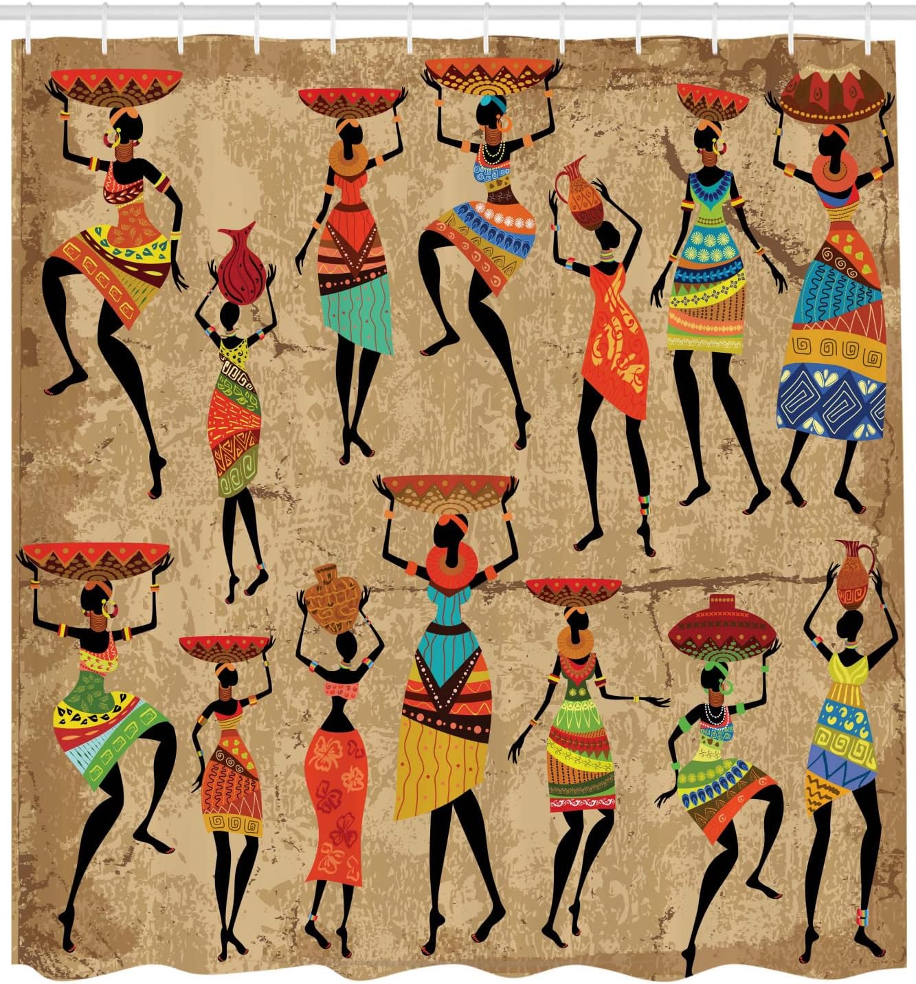 Traditional African Women Shower Curtain - Ethnic Bathroom Decor