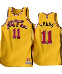 Trae Young 11 2022-23 Atlanta Hawks Gold Earned Edition Jersey