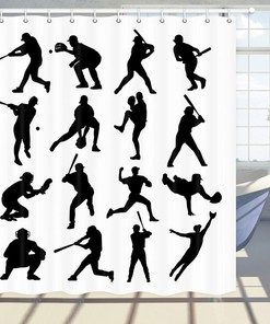 Training Posture Baseball Shower Curtain for Sports Bathroom Decor