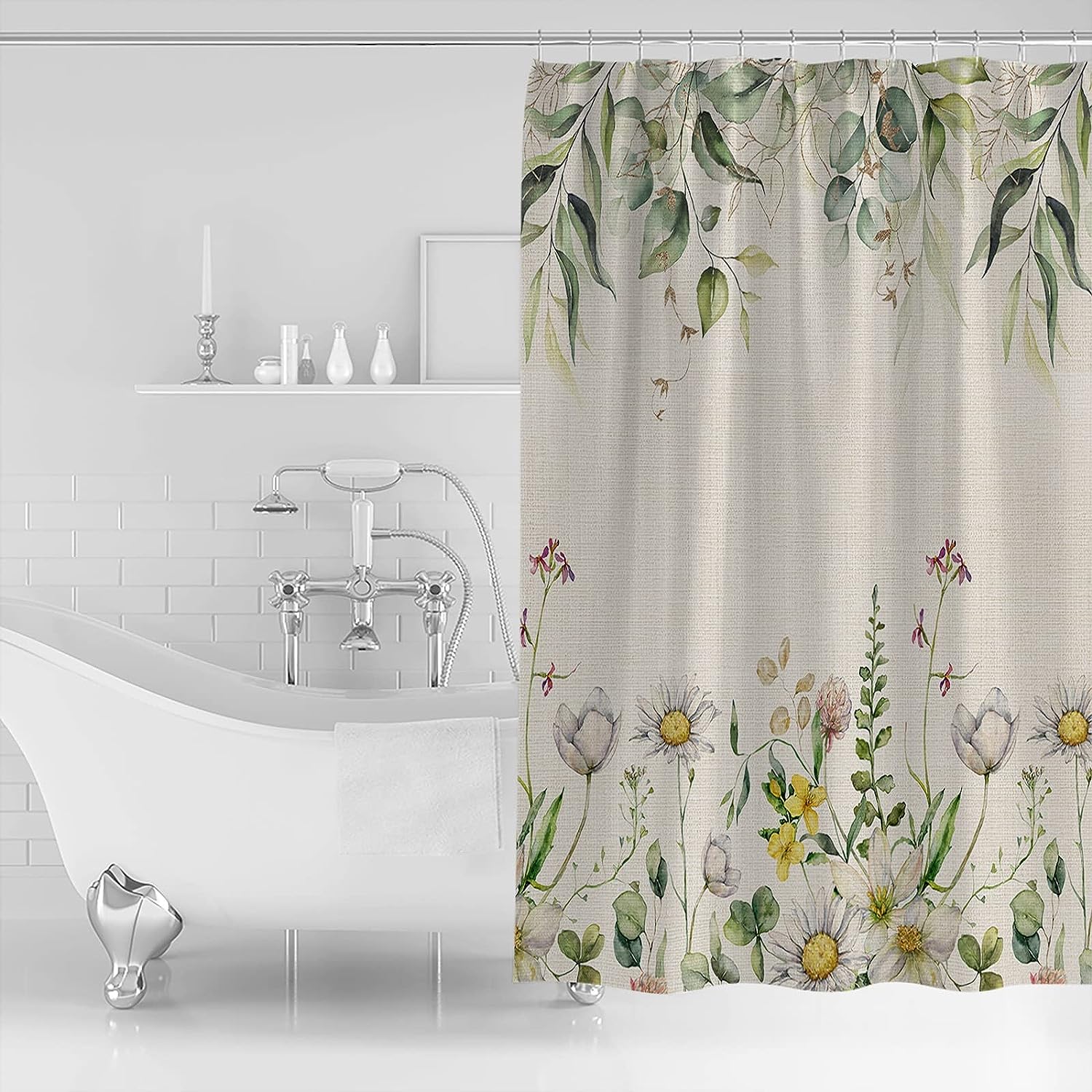 Transform your Bathroom into Farmhouse Garden with ArneCase Vintage Flowers Shower Curtain