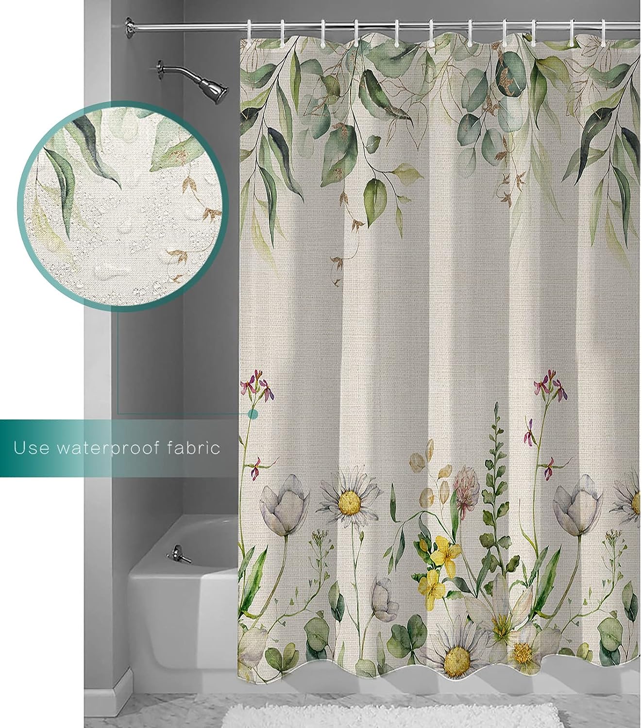 Transform your Bathroom into Farmhouse Garden with ArneCase Vintage Flowers Shower Curtain