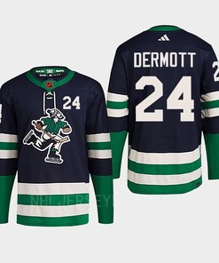 Travis Dermott 24 Reverse Retro 2.0 2022 Vancouver Canucks Navy Jersey Primegreen
