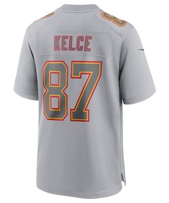 Travis Kelce 87 Kansas City Chiefs Atmosphere Fashion Game Jersey - Gray