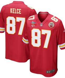 Travis Kelce 87 Kansas City Chiefs Super Bowl LVII Champions 3 Stars Men Game Jersey - Red