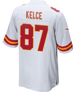 Travis Kelce 87 Kansas City Chiefs Super Bowl LVII Champions 3 Stars Men Game Jersey - White